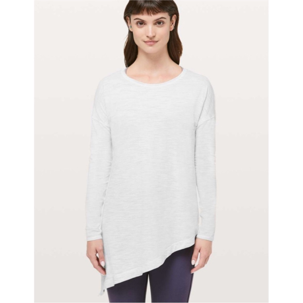 ☀️LULULEMON To The Point Asymmetrical Hem Tie Longsleeve Sapce Dye Ice Gray  8
